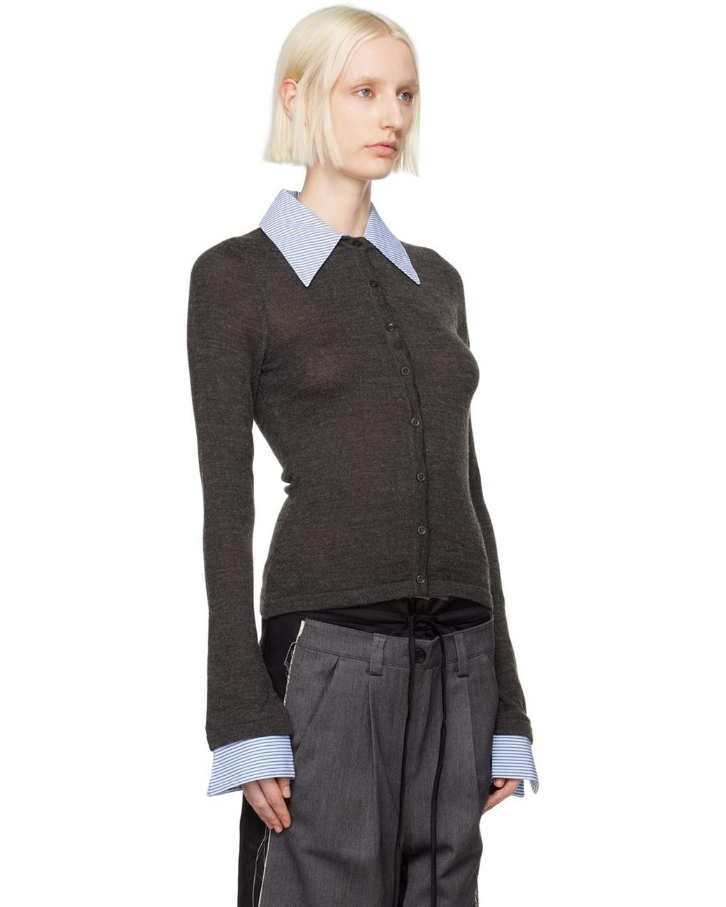 [OPEN YY] COTTON COLLAR CUFFS CARDIGAN, BLACK 正規品 韓国ブランド 韓国通販 韓国代行 韓国ファッション  オープン ワイワイ 日本 店舗 | BONZ (韓国ブランド 代行)