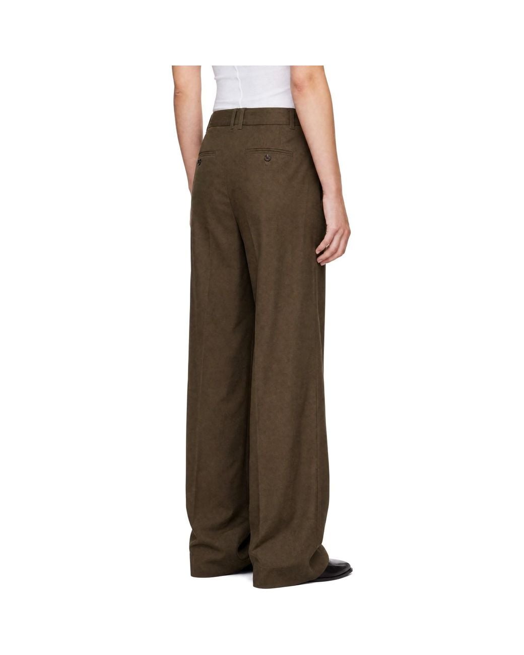 DUNST Brown Double Pleated Wide Chino Trousers