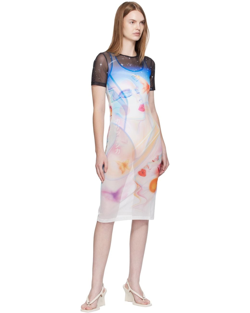 Casablanca Multicolor Printed Mesh Dress