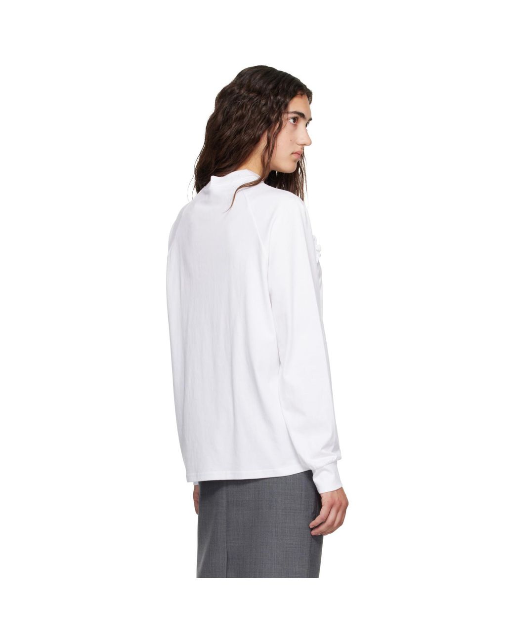 ShuShu/Tong White Lace Trim Long Sleeve T-Shirt