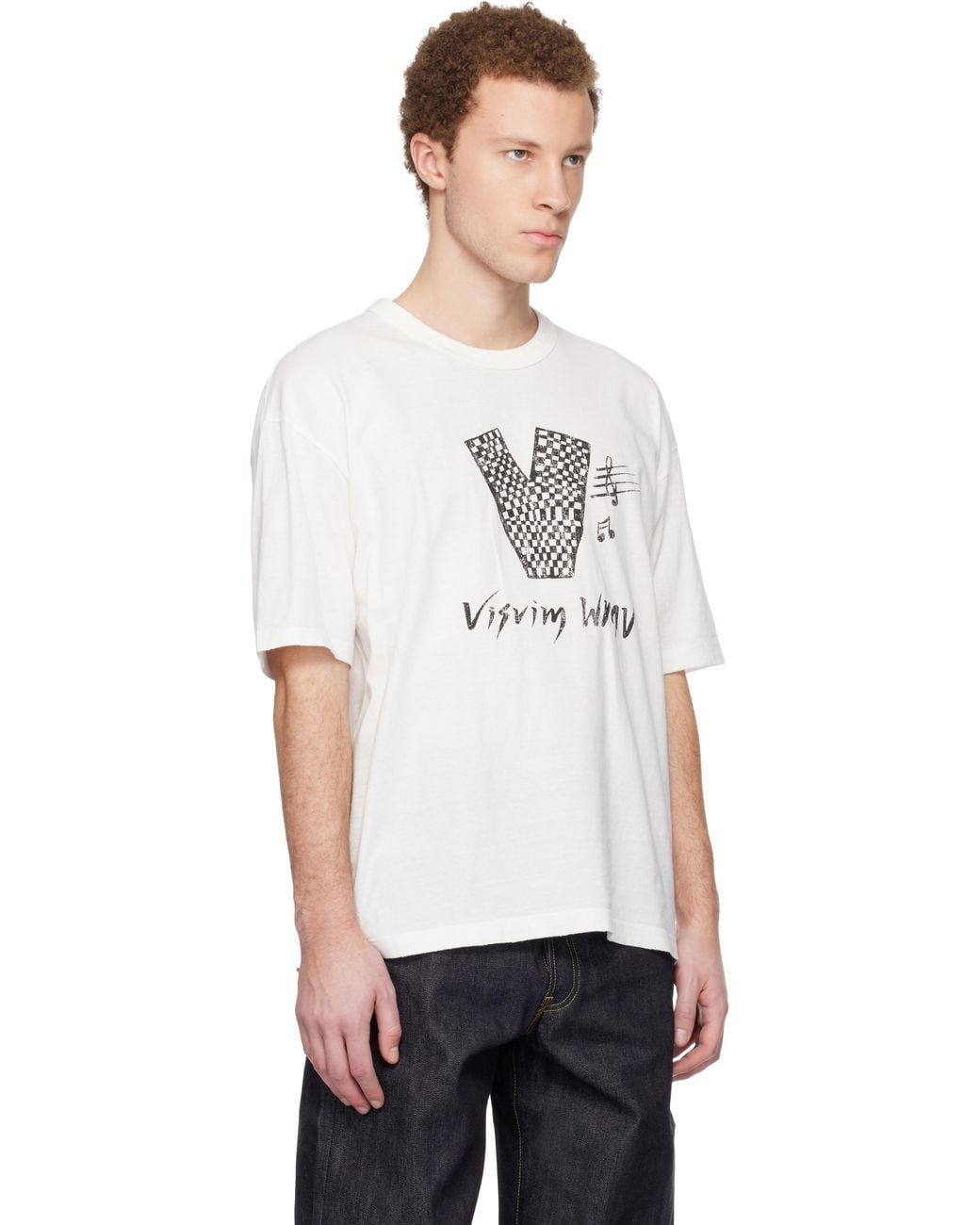 Visvim White Off- Jumbo S/S V Crash T-Shirt for men