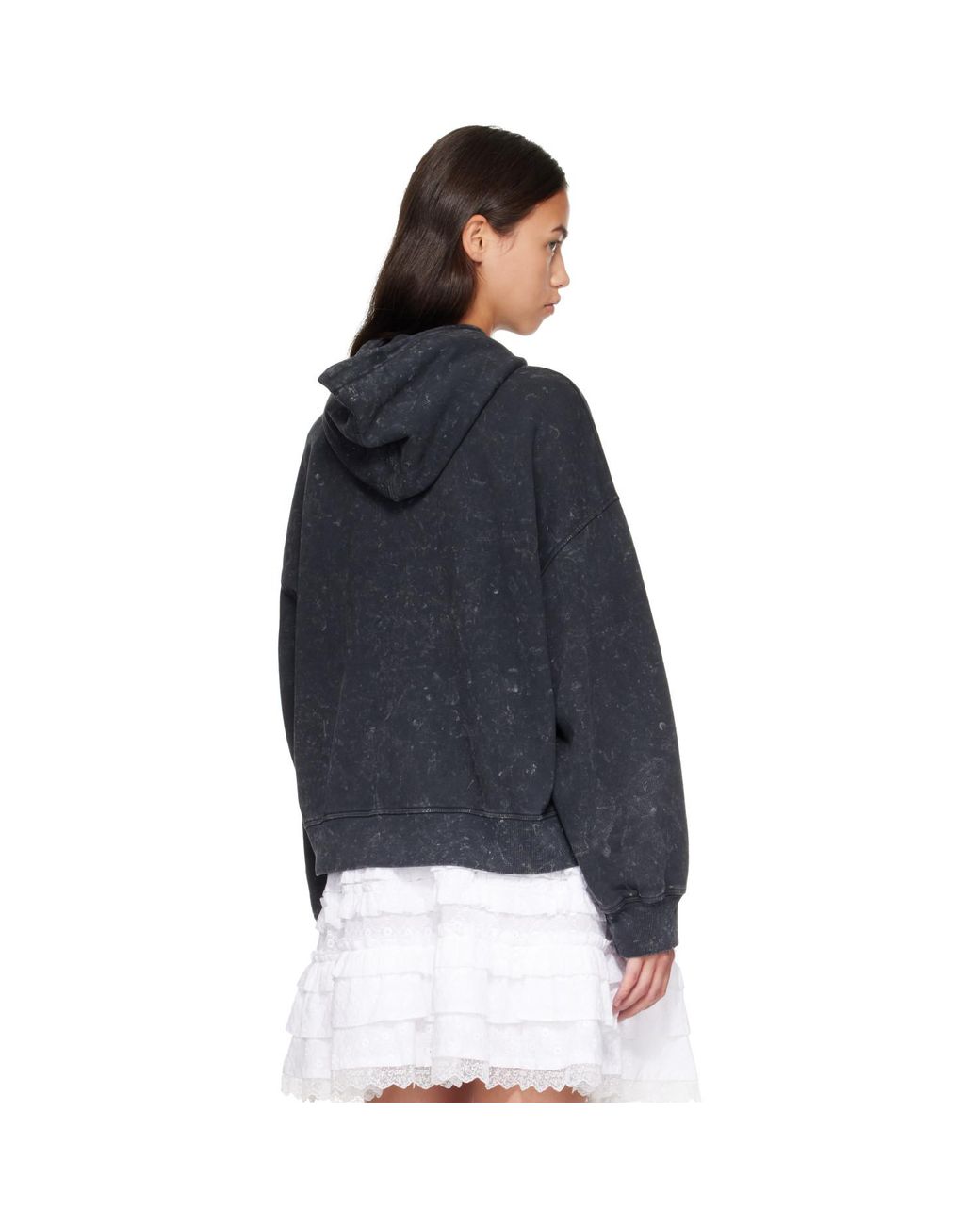 Ganni Blue Isoli Cropped Vintage Wash Hoodie