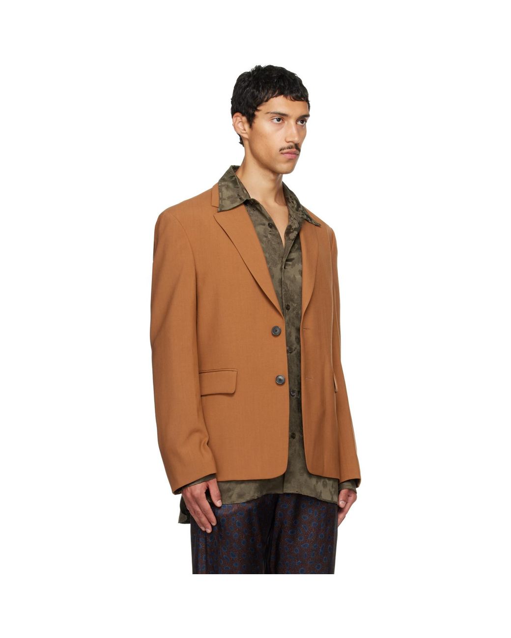 Dries Van Noten Brown Tan Wool Blazer for men