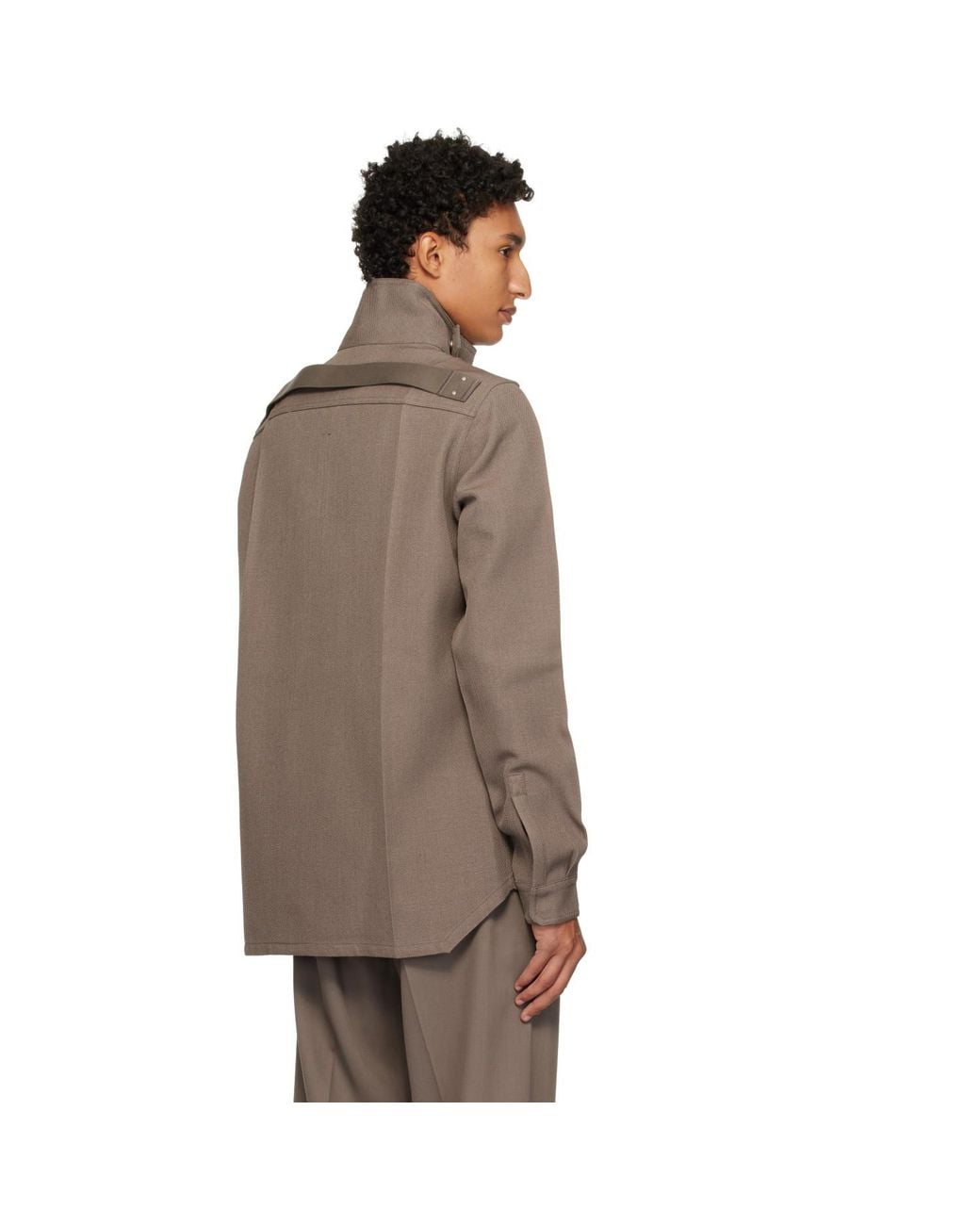 Rick Owens Brown Taupe Tower Outershirt Jacket for men