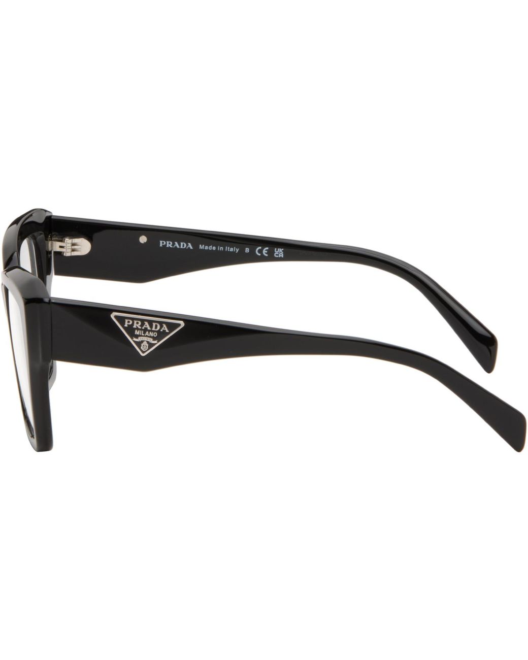 Prada Black Symbole Rectangle Acetate Glasses