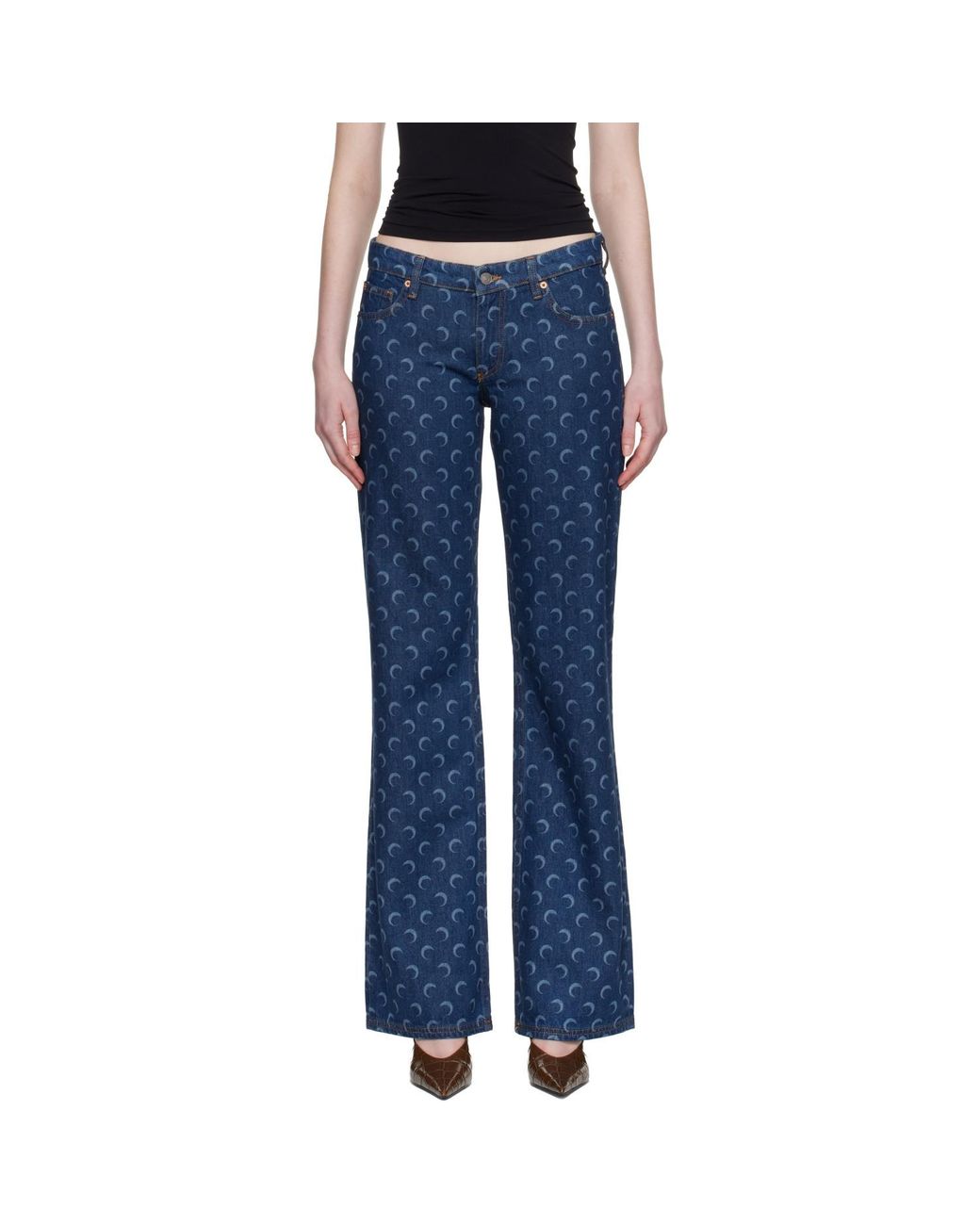 MARINE SERRE Blue Flare Jeans
