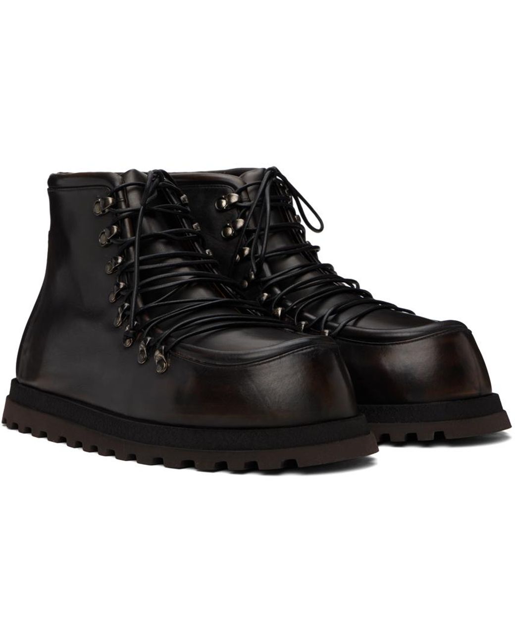 【関税込み】Marsell ブラック Aghetto ブーツ Women's Black Leather Combat Boots Gicarro - Marsèll