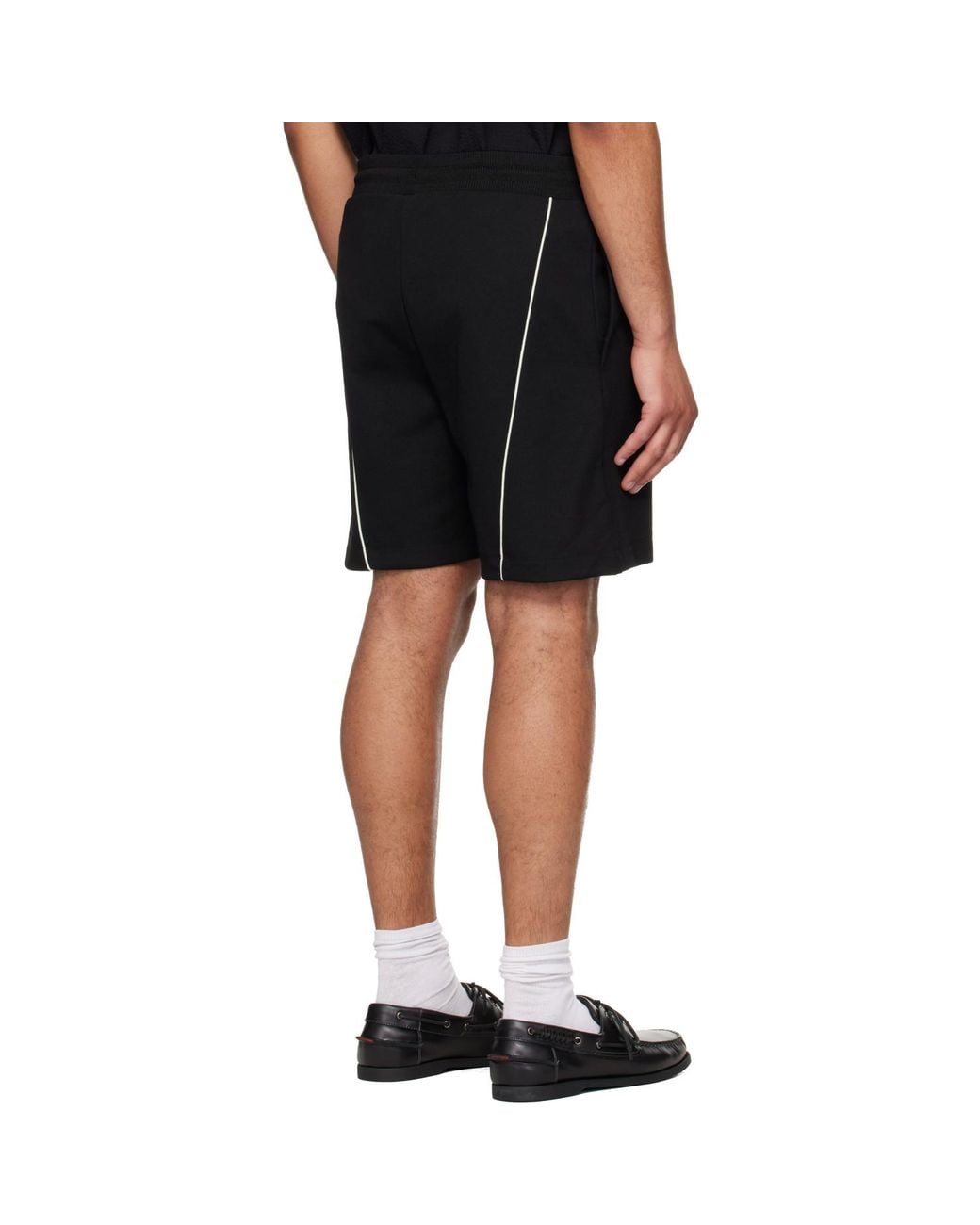 HUGO Black Embroidered Artwork Cotton-Blend Shorts for men