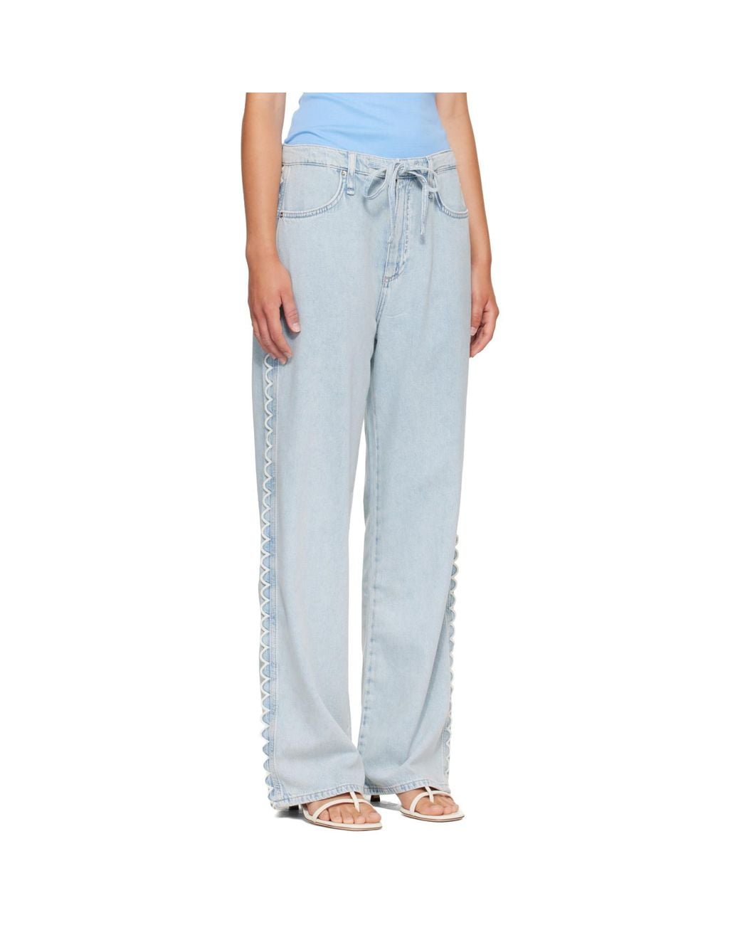 Rag & Bone Blue Phoebe Drawstring Wide-Leg Jeans