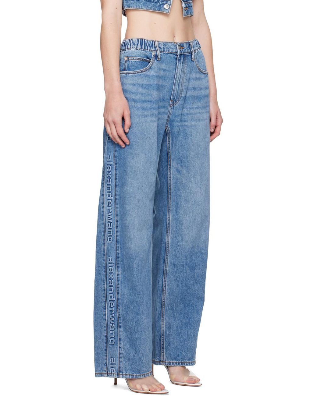 【関税&送料込】Alexander Wang Baloon Jeans Logo-Embossed Balloon Jeans in VINTAGE LIGHT INDIGO