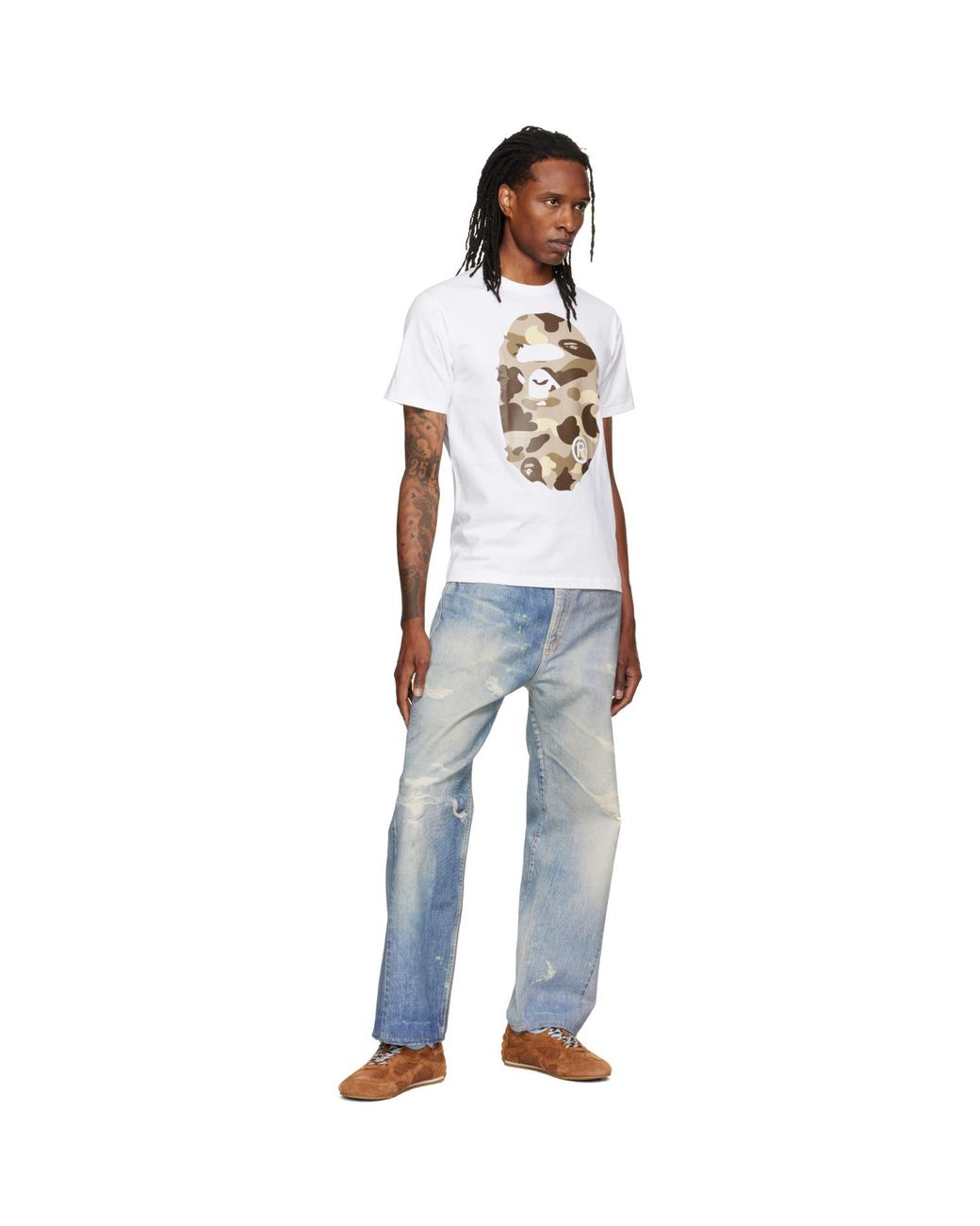 A Bathing Ape White Color Camo Big Ape Head T-Shirt for men