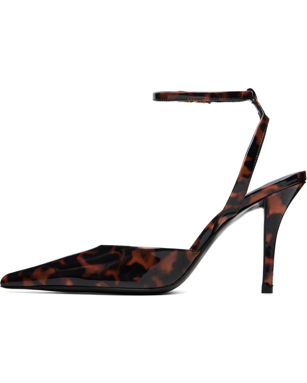 Balmain Black Printed Patent Leather Strappy Heels