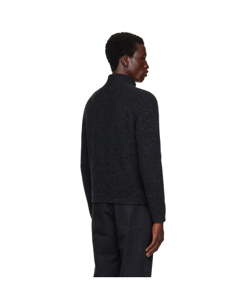 Palmes Black Knitted Zip Sweater for men