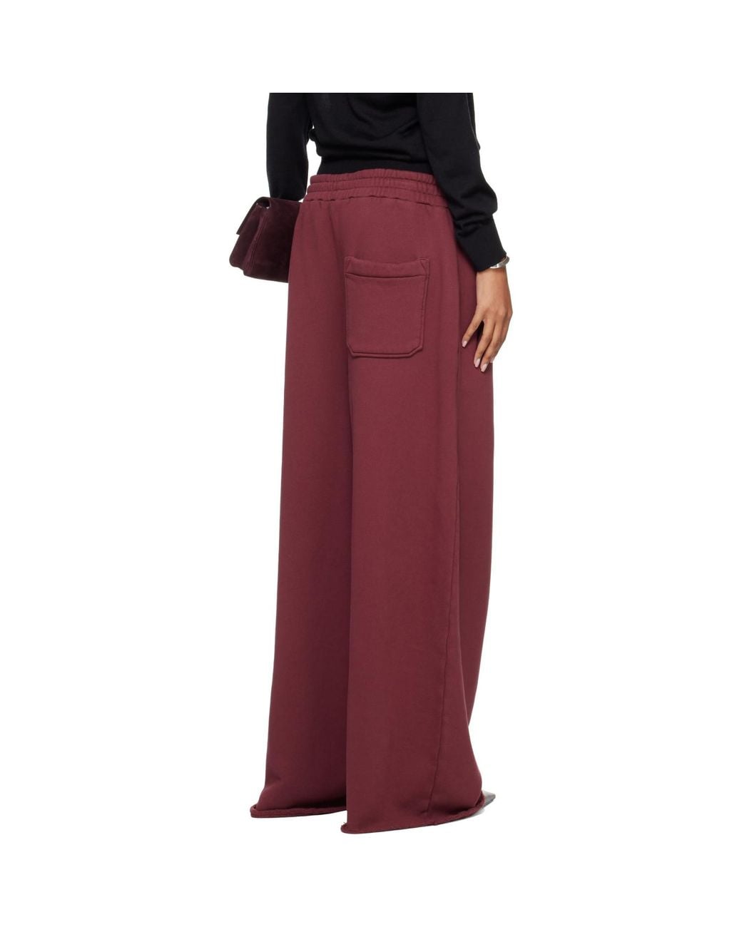 Lu'u Dan Red Burgundy Raw-Cut Bontan Sweatpants