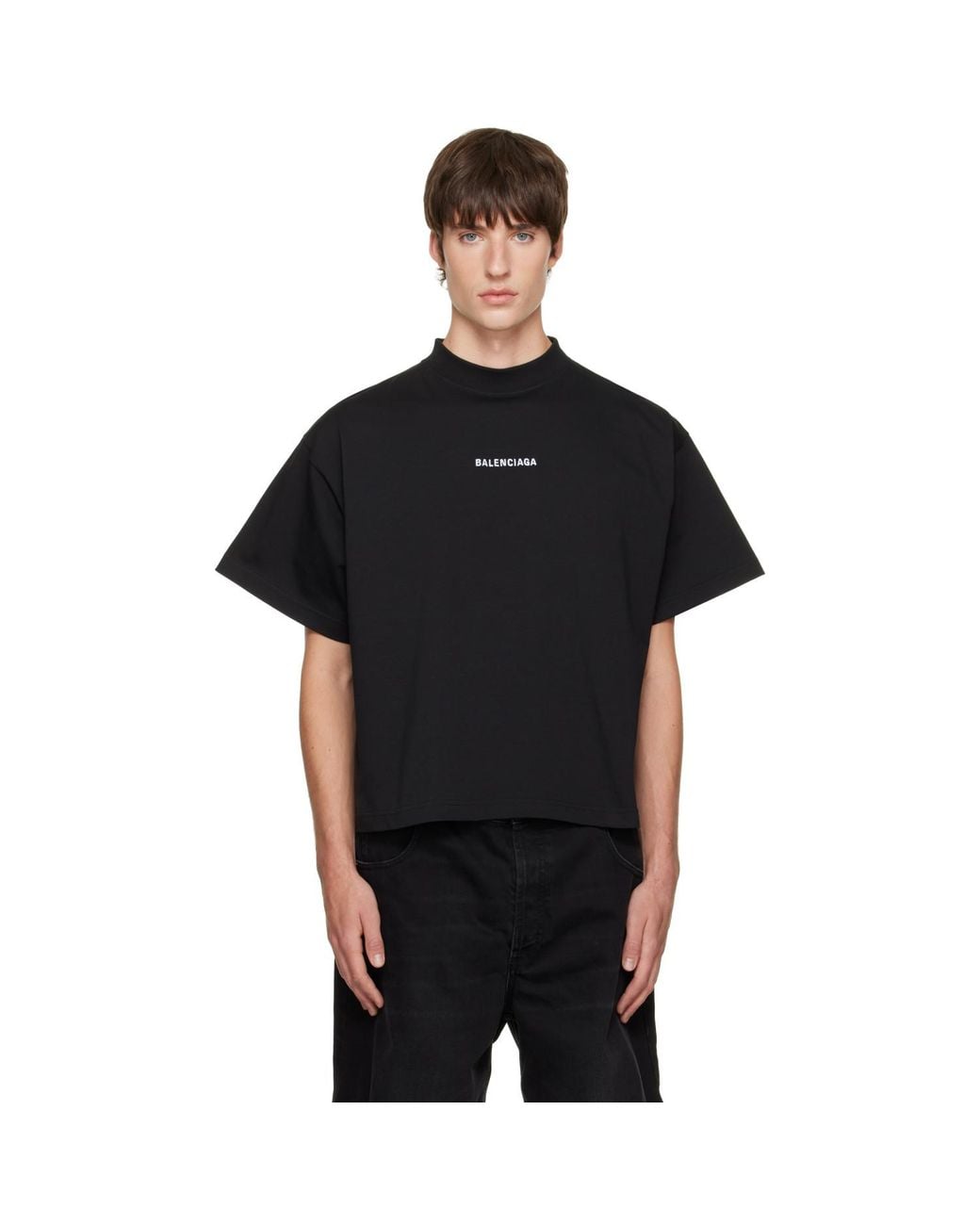 Balenciaga Black Embroidered T-Shirt for men