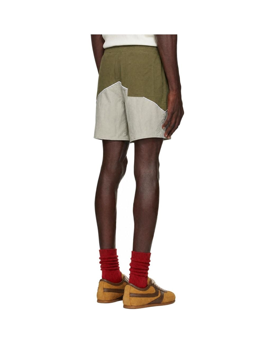 Rhude Green Khaki Desert Racing Track Shorts for men
