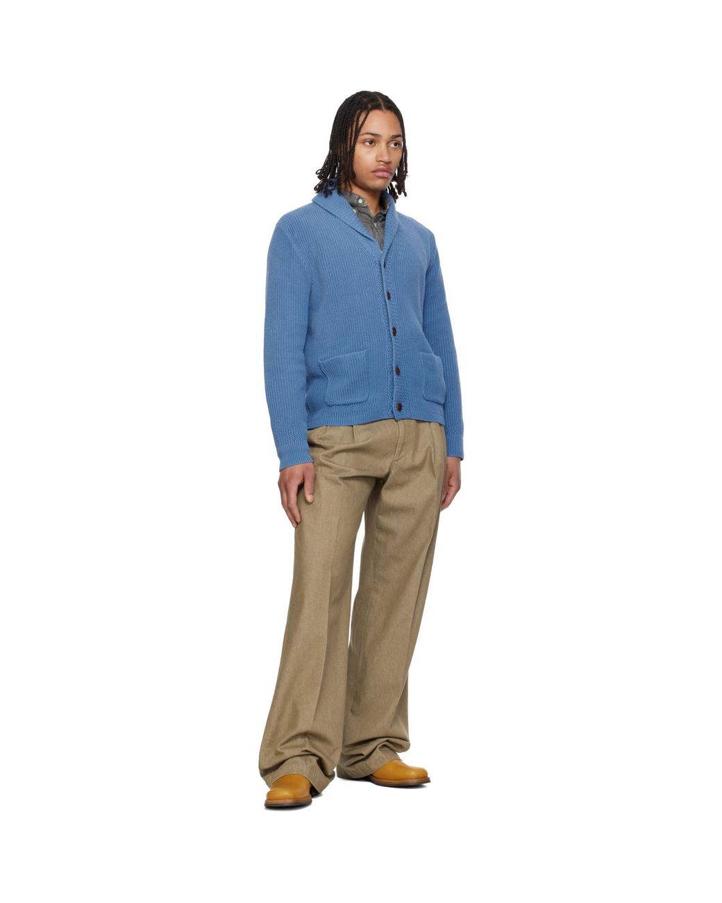 Polo Ralph Lauren Blue Cotton Shawl-Collar Cardigan for men