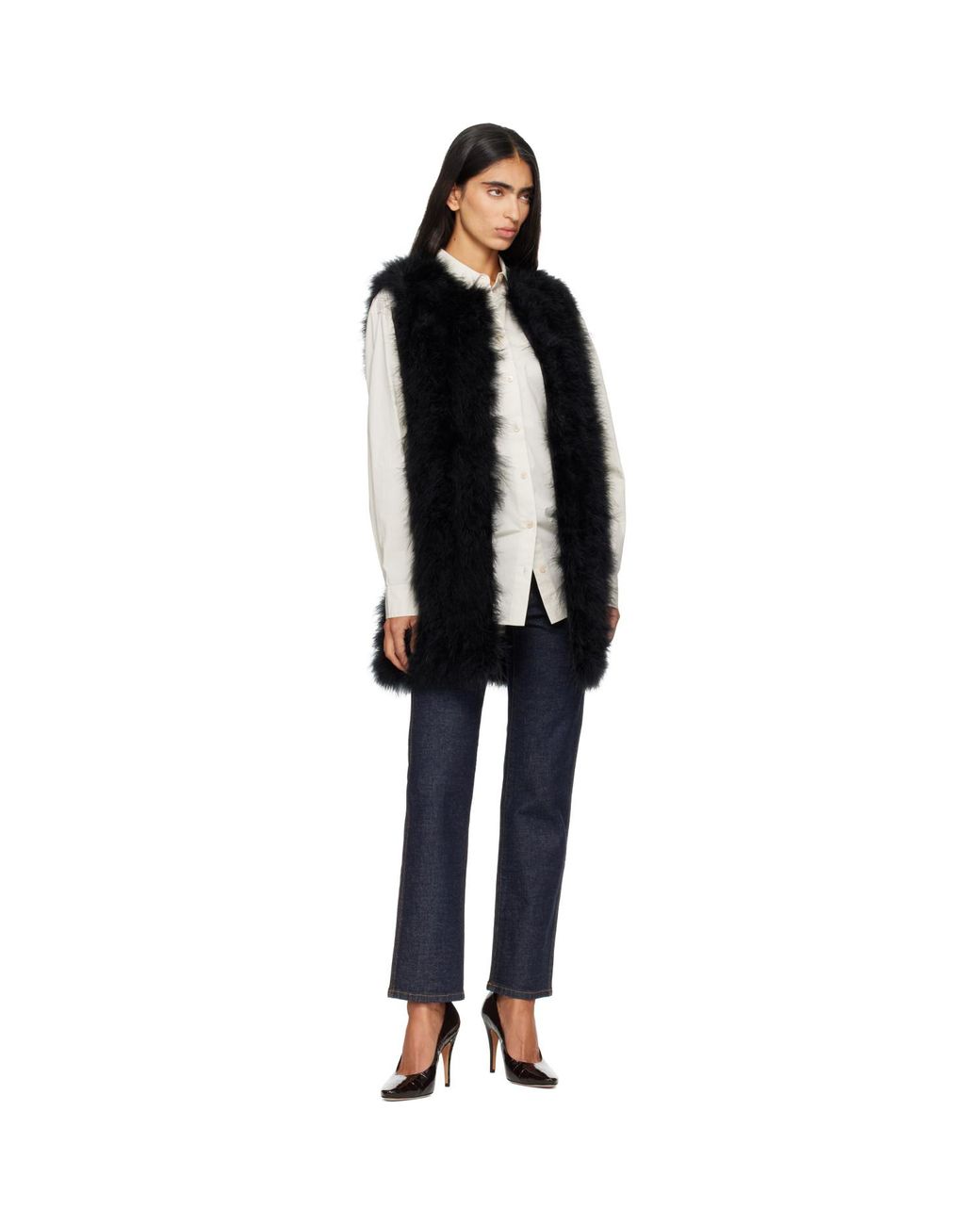 Yves Salomon Black Feather Vest