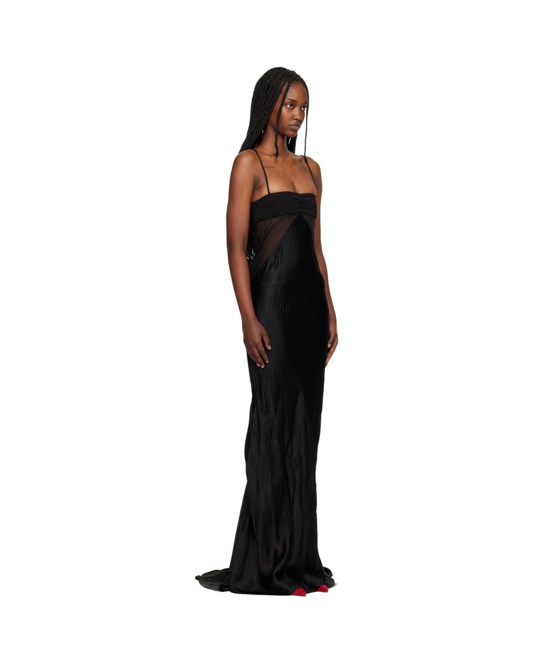 Rick Owens Black Temple Combo Slip Maxi Dress