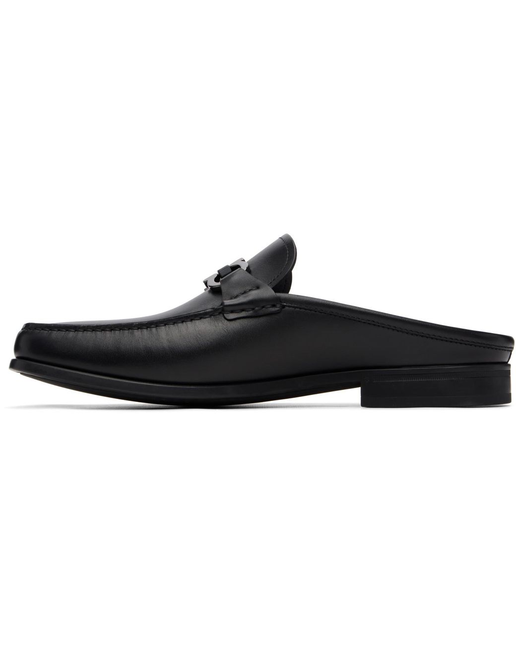 Ferragamo Black Gancini Ornament Mule Loafers for men
