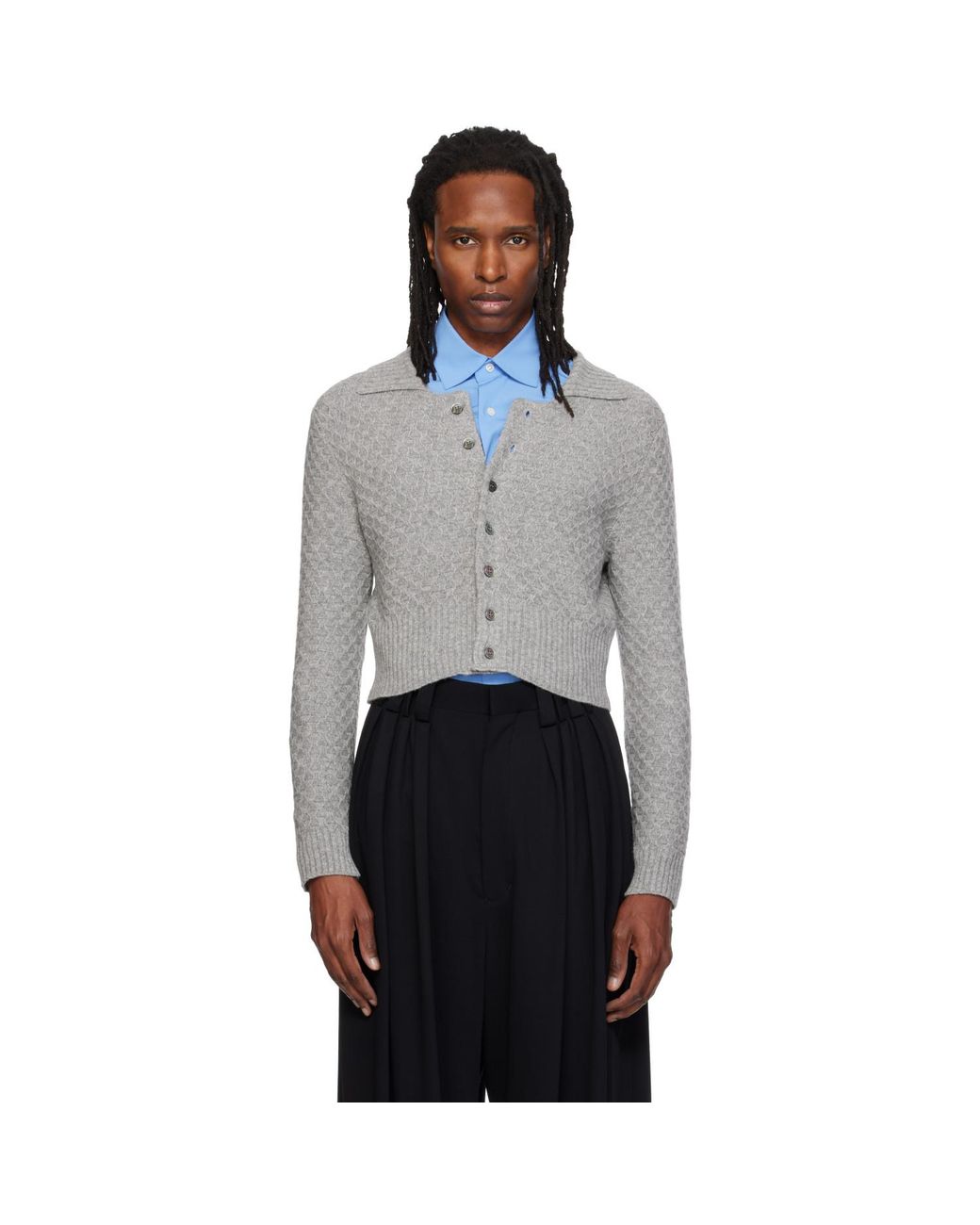 SOSHIOTSUKI Gray Short Knit Cardigan for men