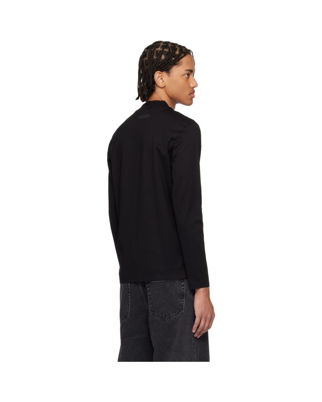 HUGO Black Mercerised Cotton Slim-Fit T-Shirt for men