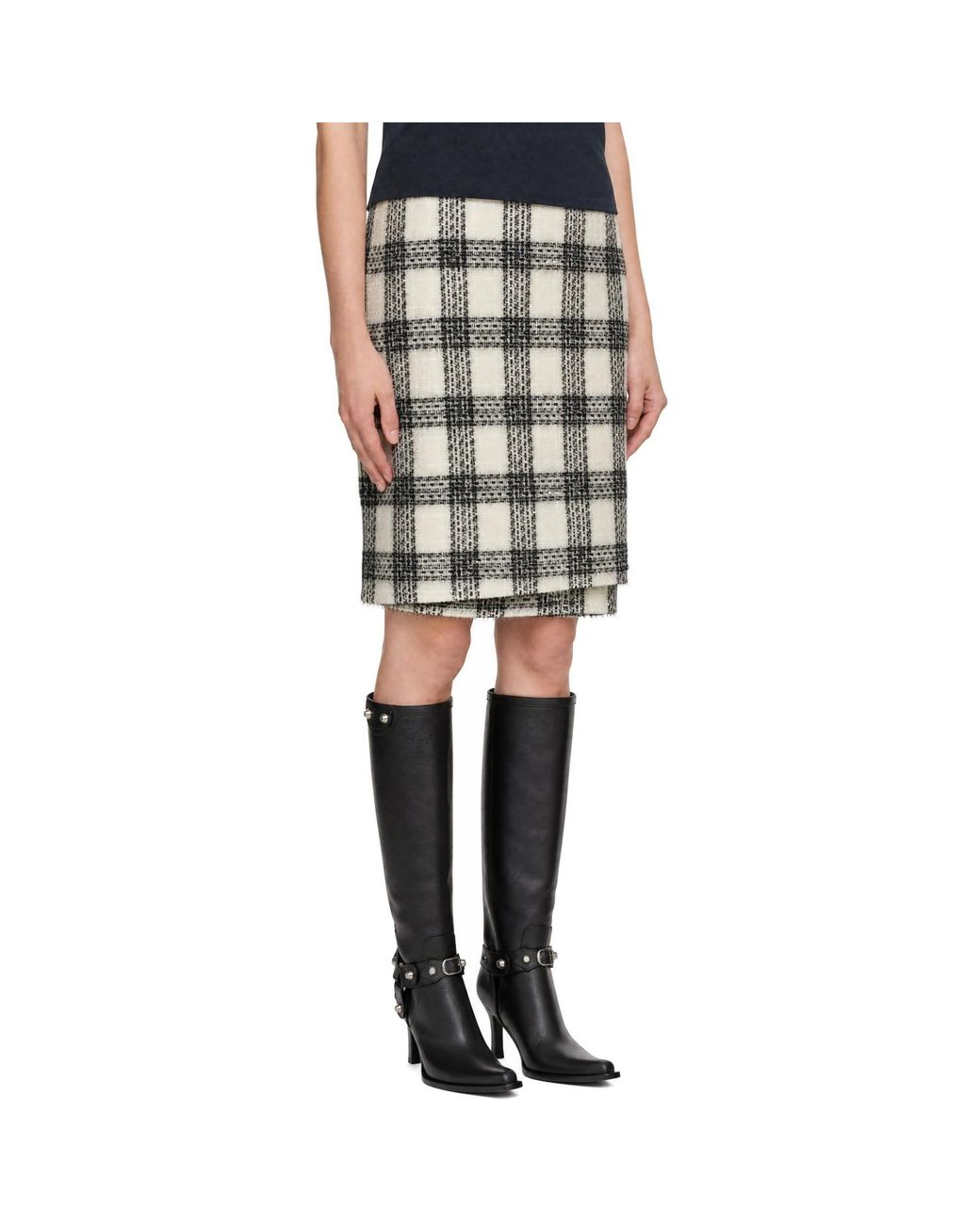 Vetements Black Off- Tweed Decollage Midi Skirt