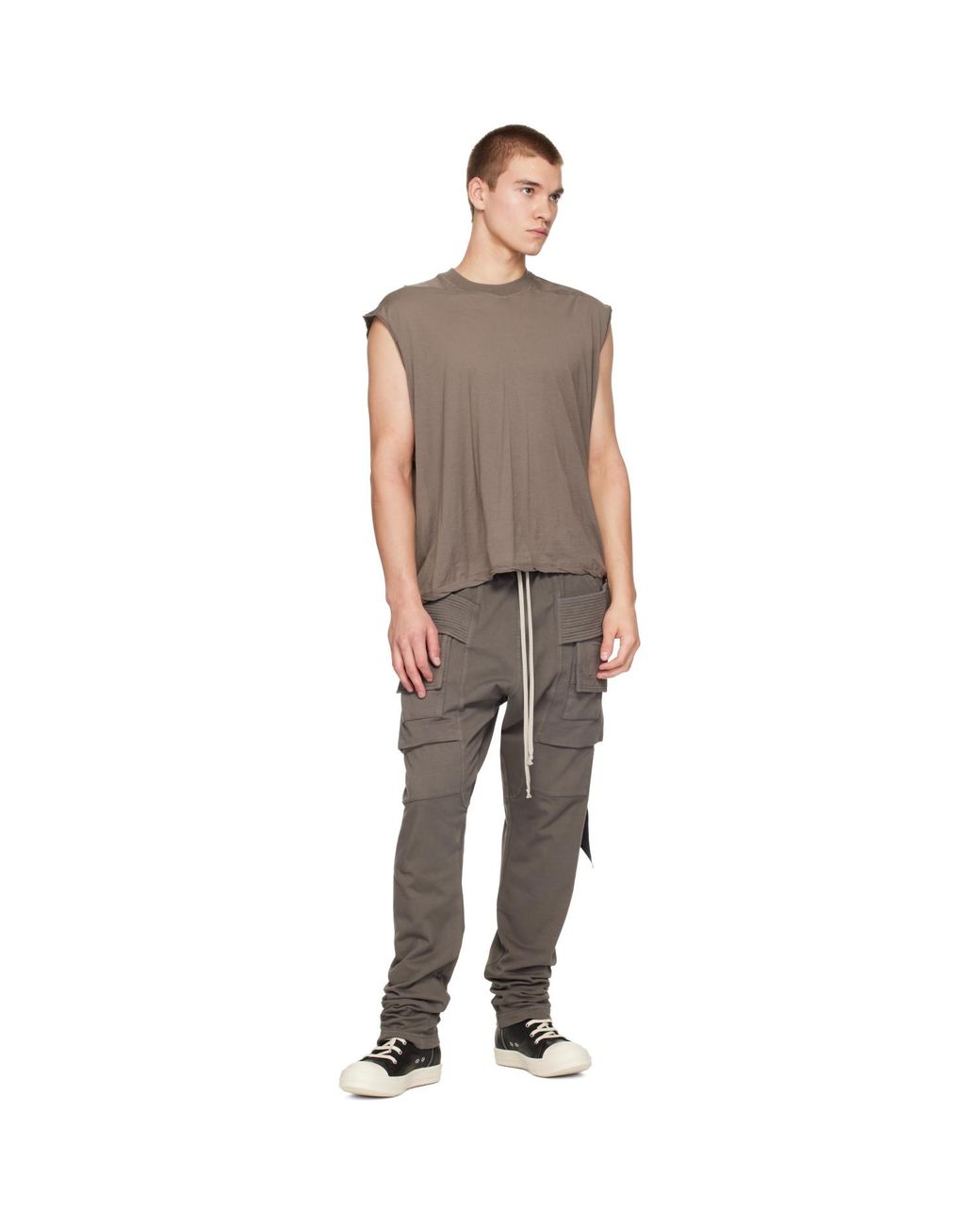 Rick Owens Gray Tower Creatch Drawstring Cargo Pants for men