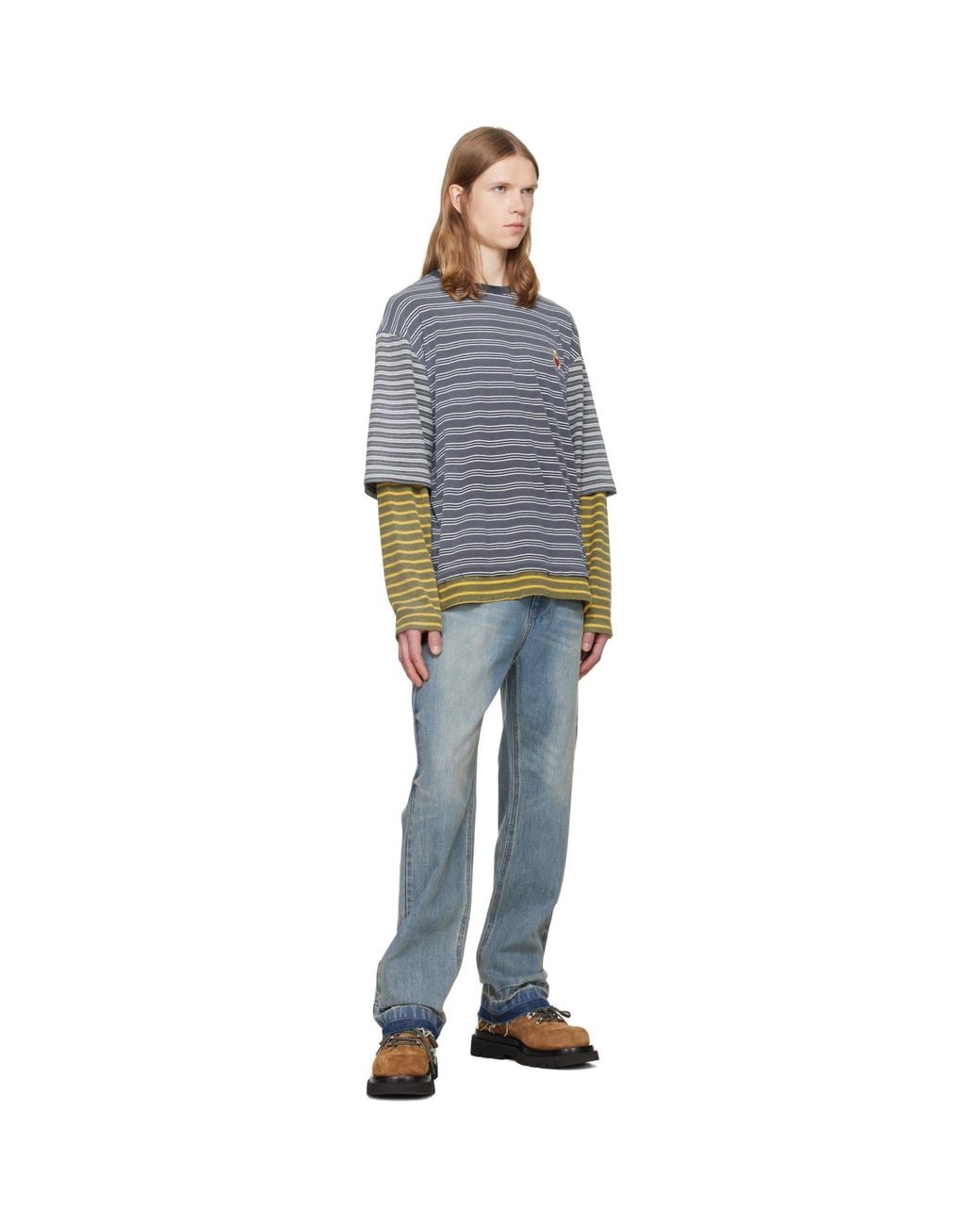 we11done Blue Faded Wash Jeans for men