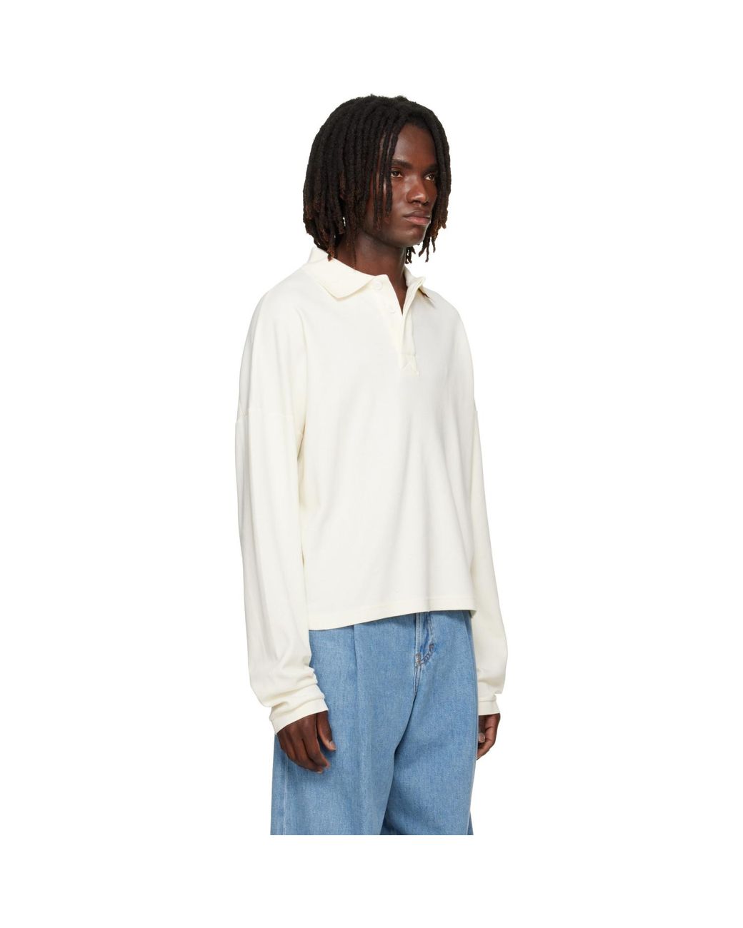 Rhude White Off- Fontaine Long Sleeve Polo for men