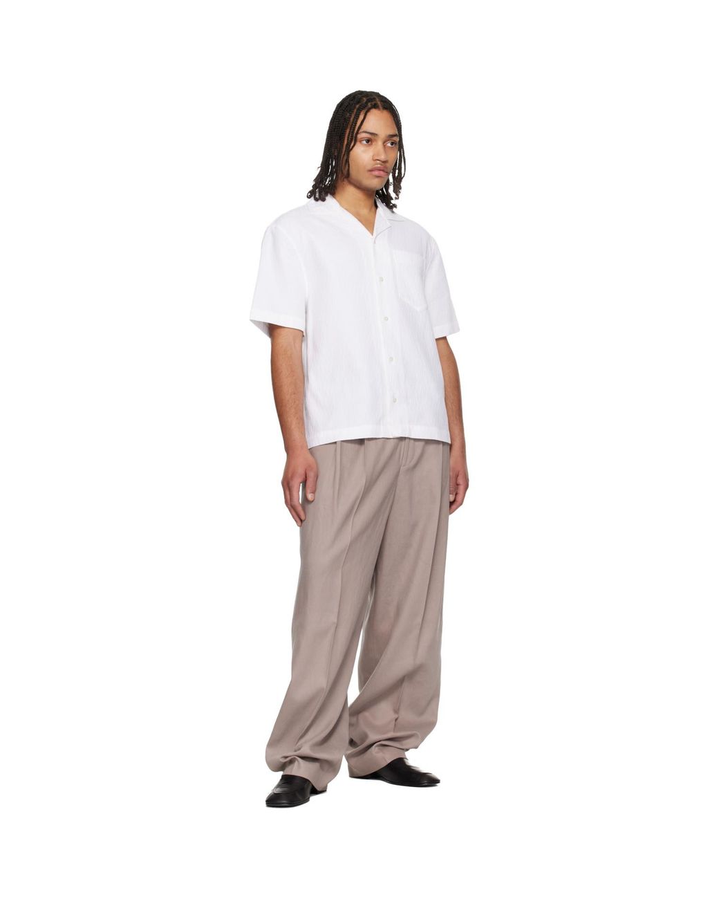 HUGO White Oversized-Fit Structured Cotton Shirt for men