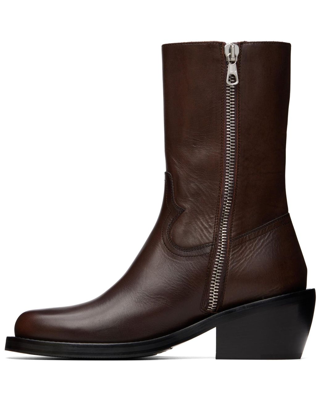 Dries Van Noten Brown High Leather Boots for men
