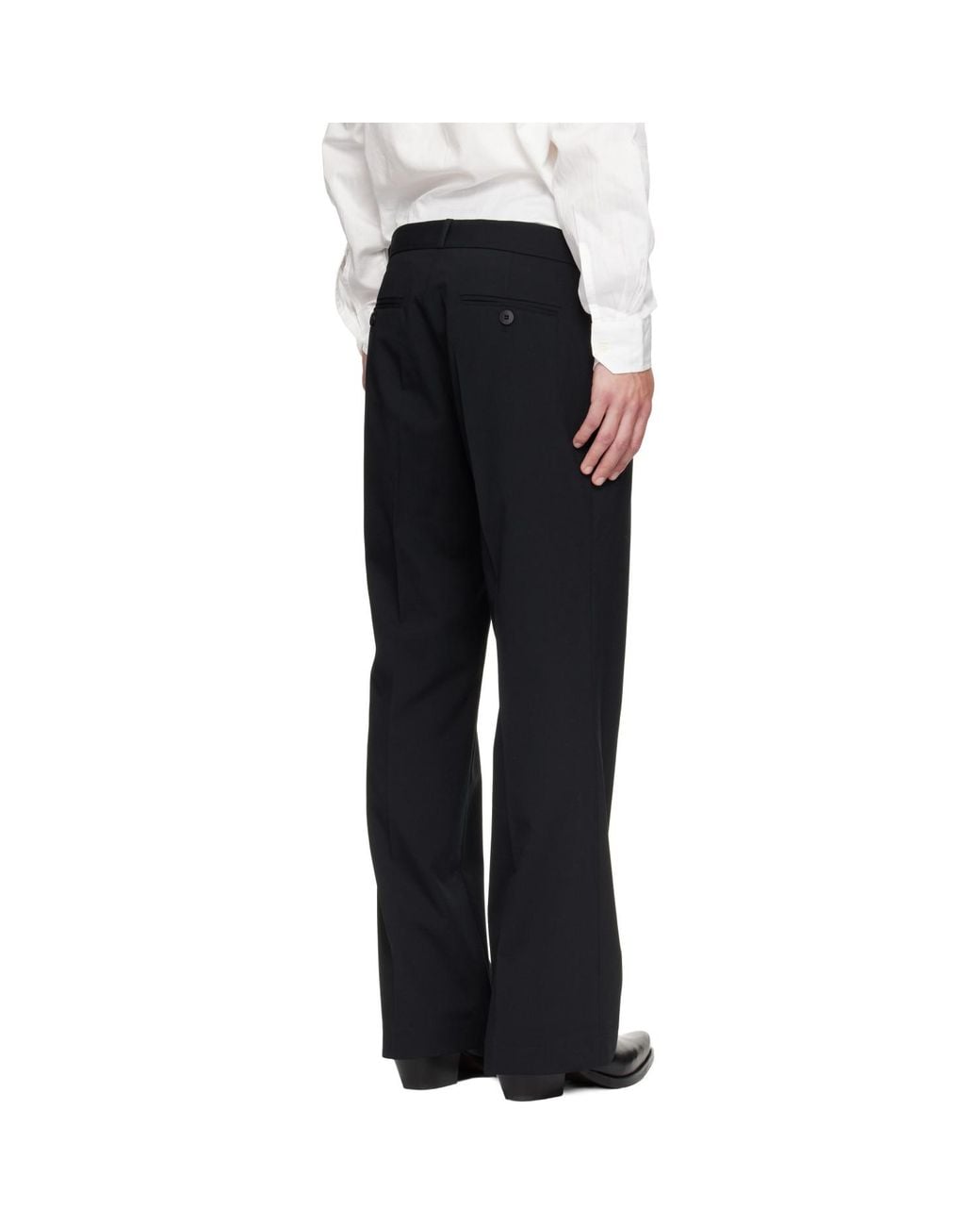 Ernest W. Baker Black Loose Fit Flare Trousers for men