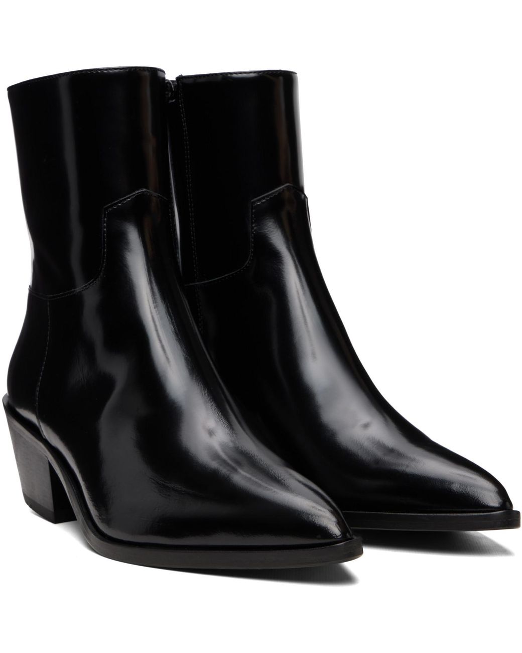 Ernest W. Baker Black Sharp Toe Western Boots for men