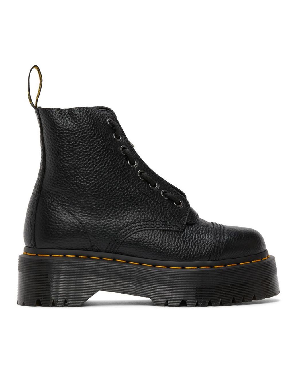 dr martens sinclair flatform zip leather boots in tumbled black