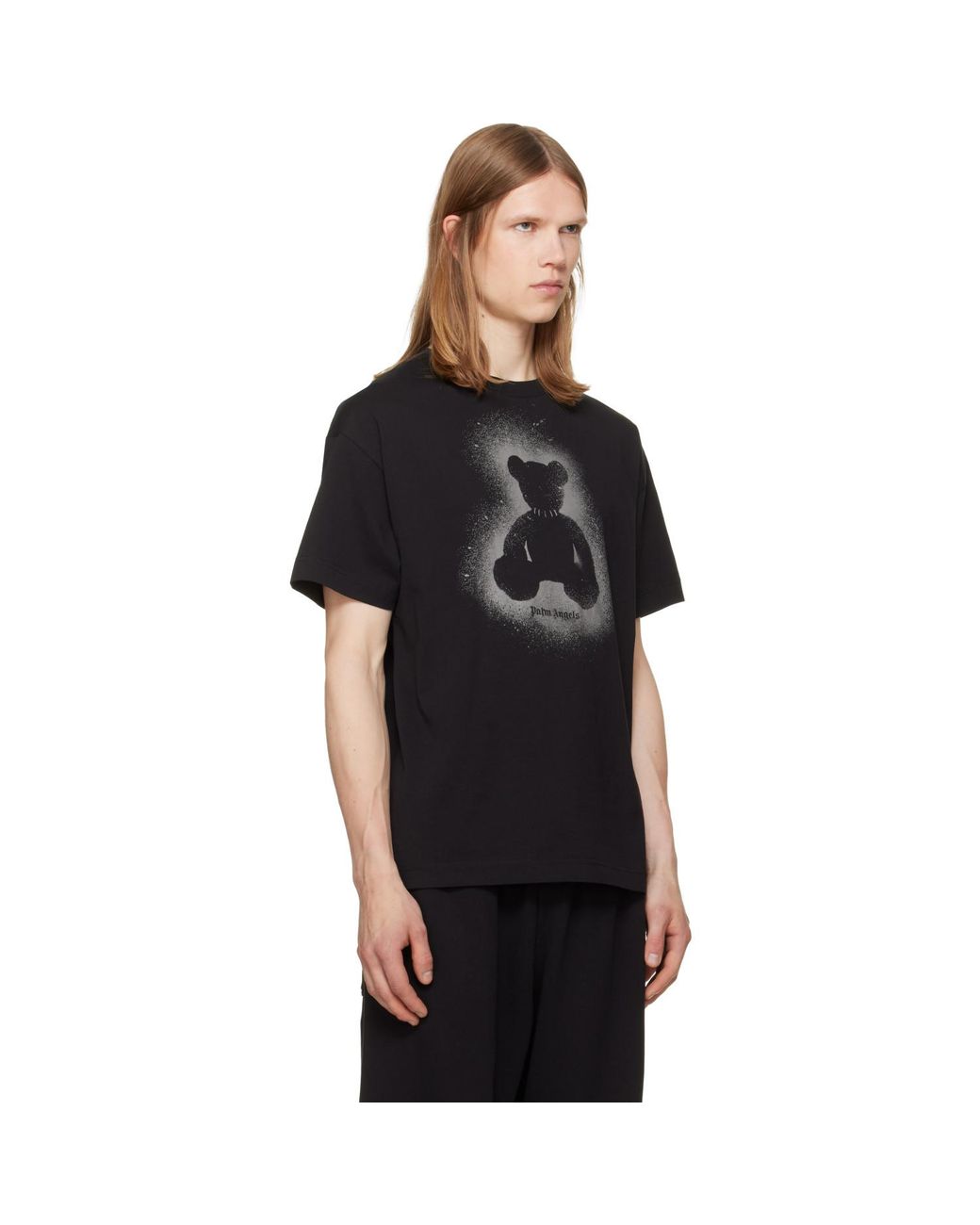 Palm Angels Black Spray Bear T-Shirt for men