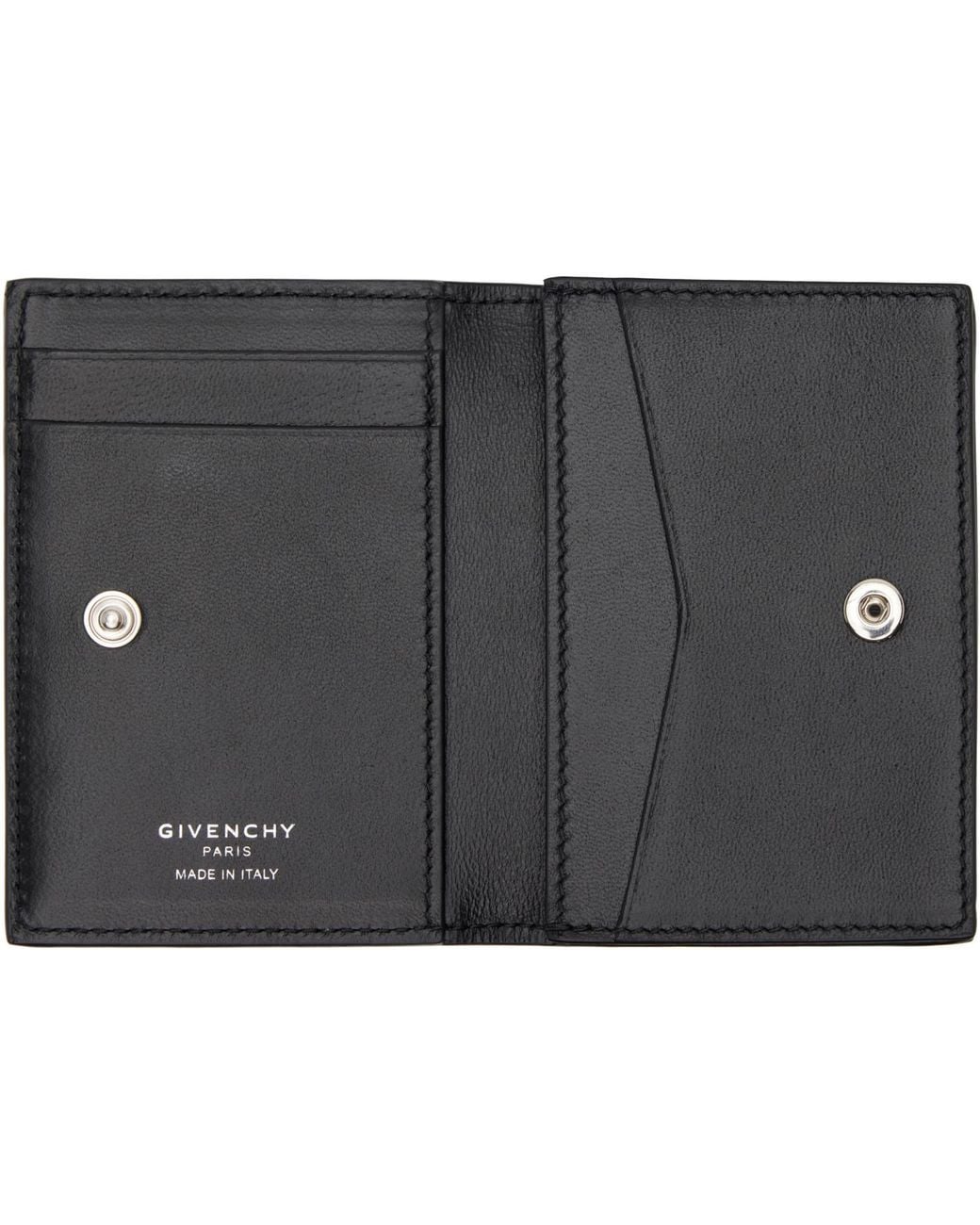 Givenchy Black Flap Grained Leather Card Holder for men