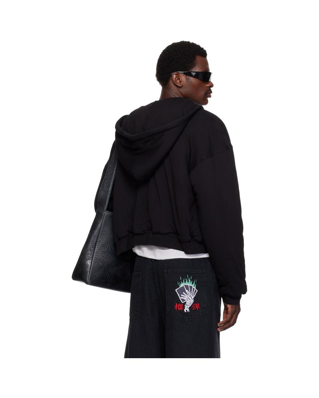 Lu'u Dan Black Wadded Hoodie for men