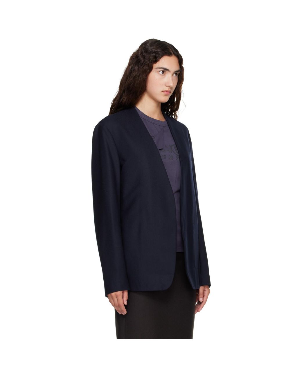 Maison Margiela Blue Minimal Virgin Wool Blazer