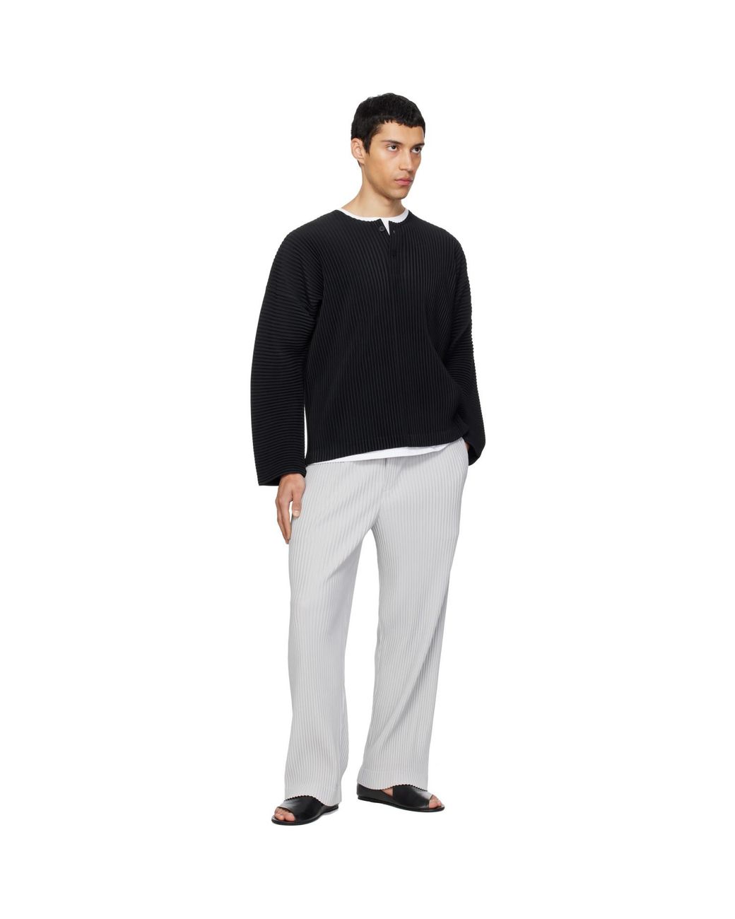 Homme Plissé Issey Miyake Black Monthly Colors February Henley for men