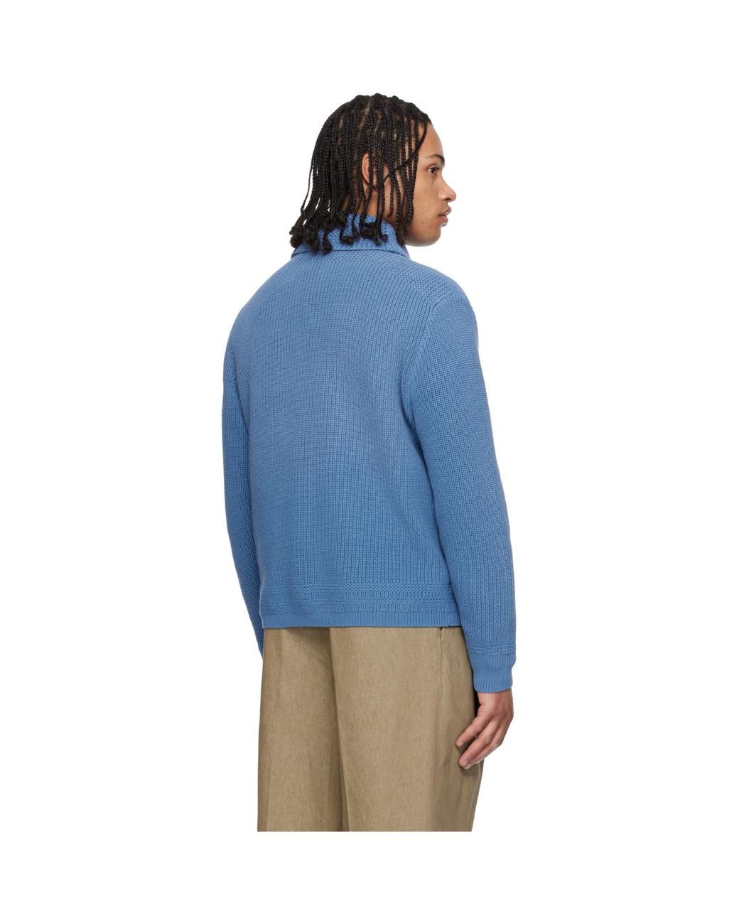 Polo Ralph Lauren Blue Cotton Shawl-Collar Cardigan for men