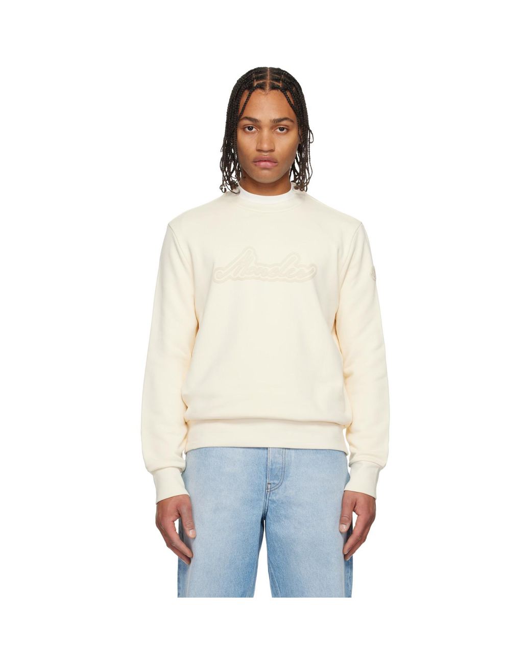 Moncler Multicolor Off- Cursive Logo Cotton Sweatshirt for men