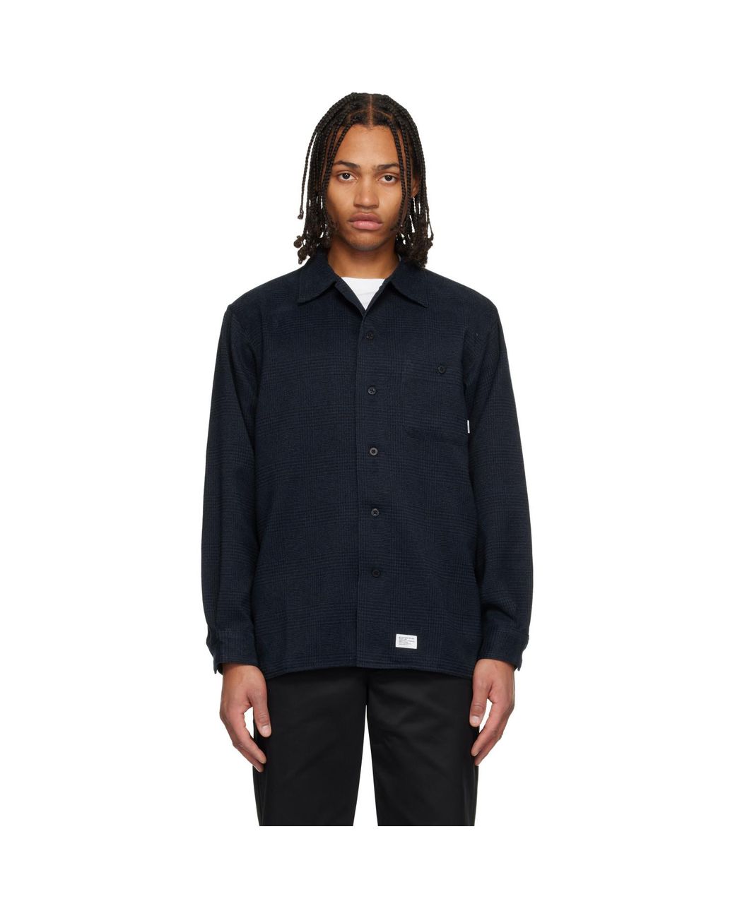 (w)taps Black Plaid Shirt for men