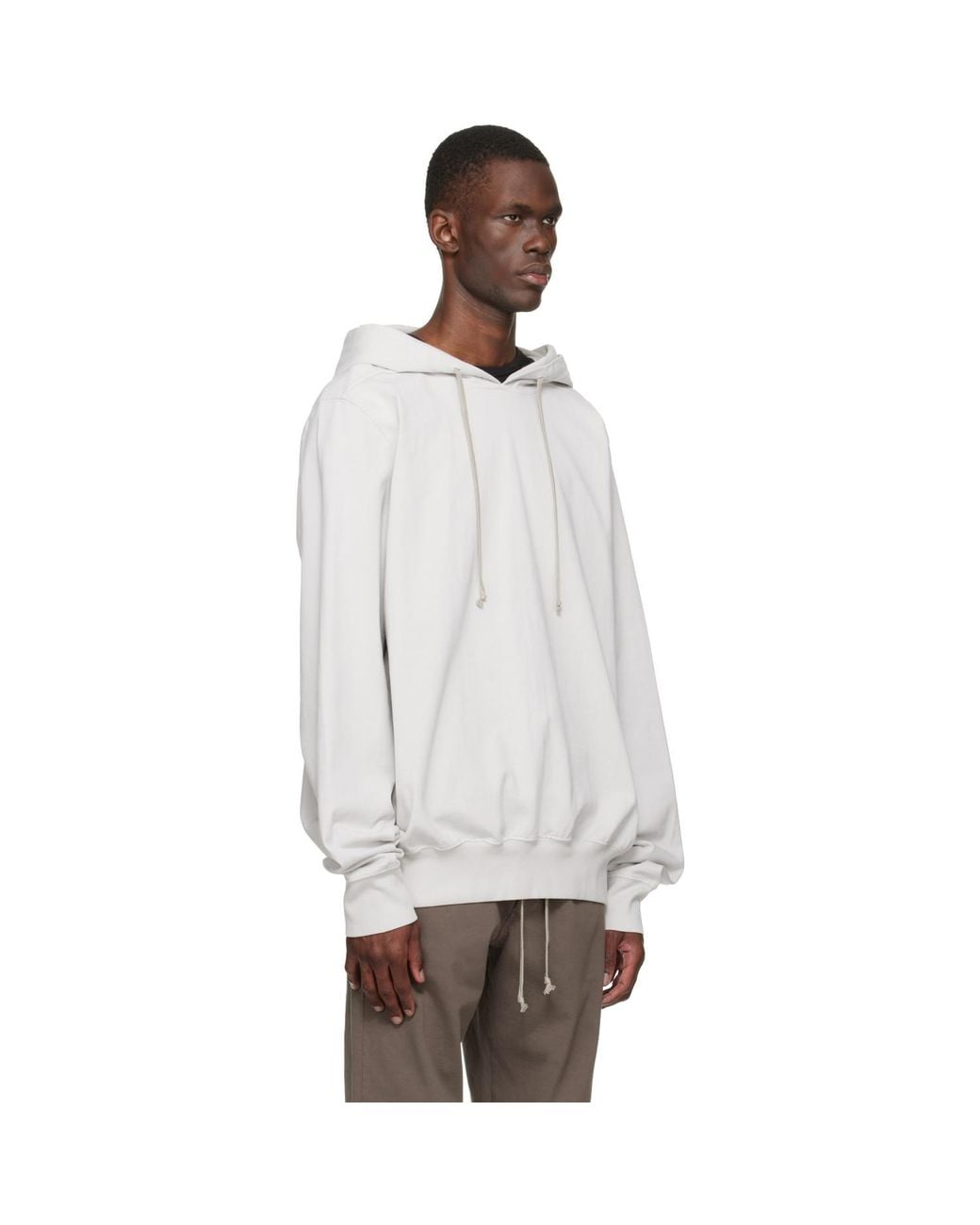 Rick Owens White Off- Temple Oversized Hoodie for men