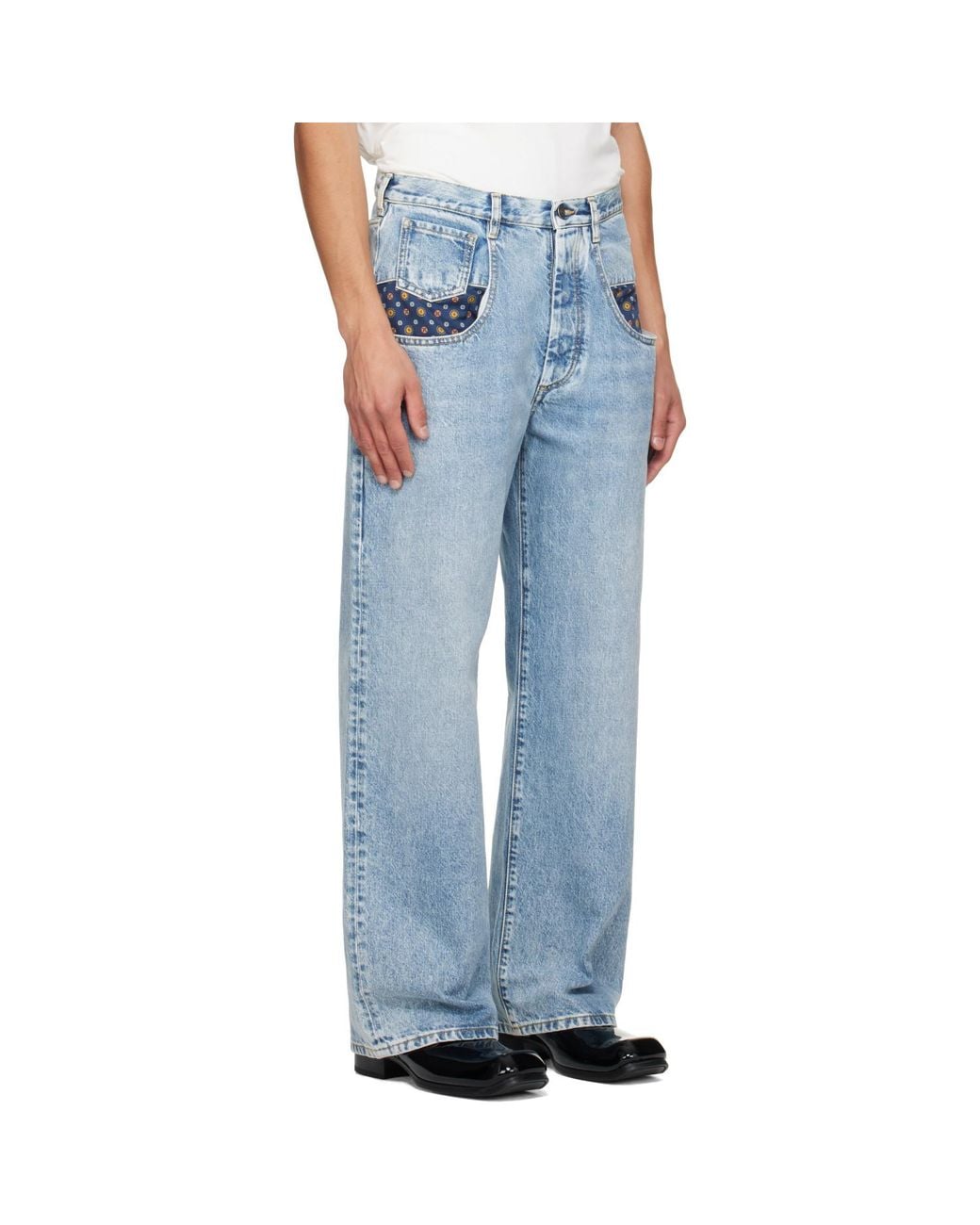 Maison Margiela Blue Stone Bleached Denim Jeans for men