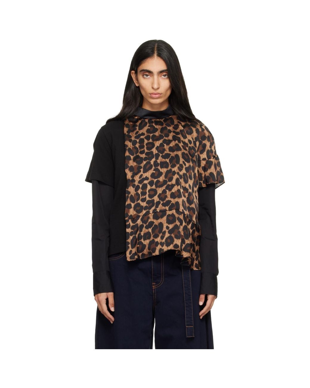 Sacai Black Leopard Jersey T-Shirt