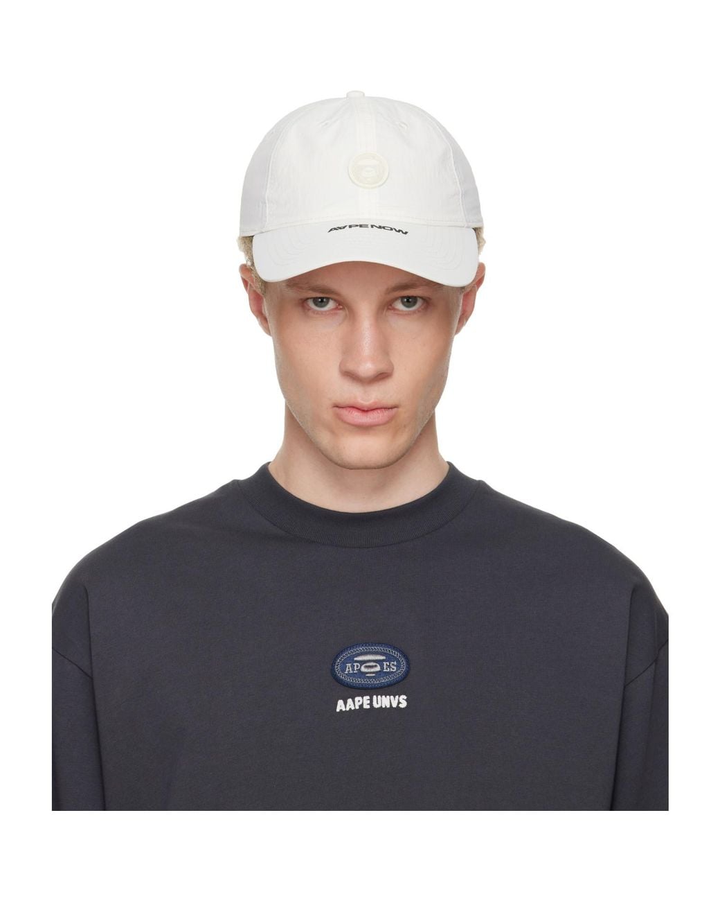 Aape By A Bathing Ape Blue Off- Aapenow Moonface Cap for men
