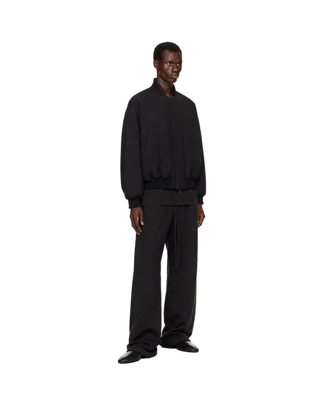 Fear Of God Black Twill Stand Collar Bomber Jacket for men