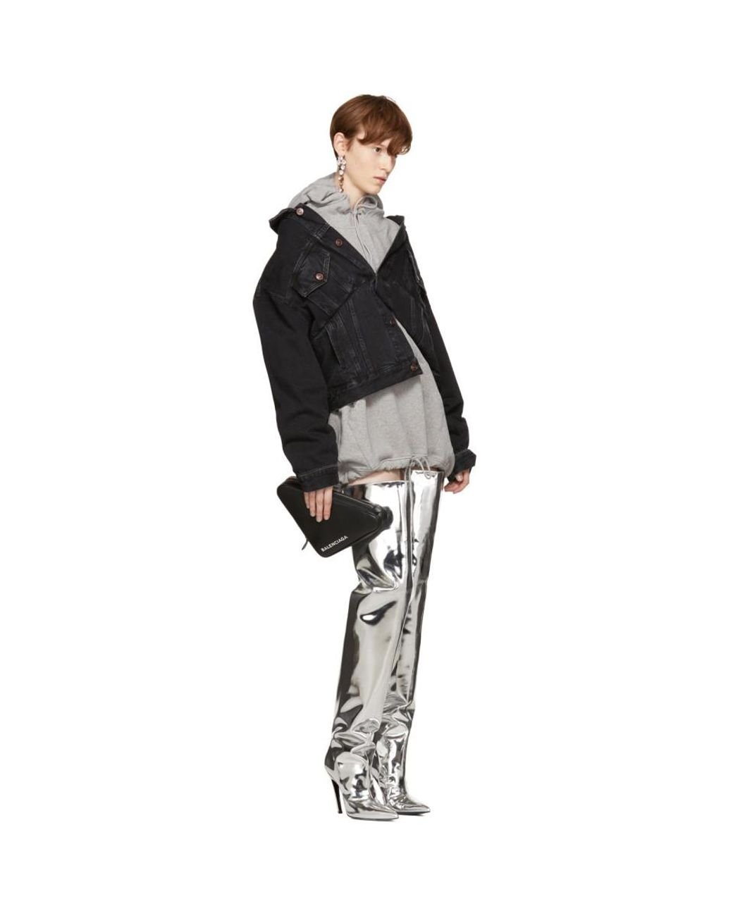 Balenciaga Leather Silver Mirror Heeled Over-the-knee Boots in Metallic |  Lyst