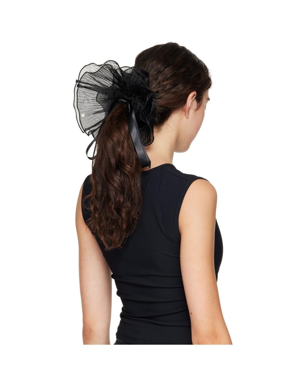 MERRMA Black Ssense Exclusive Orchid Pleated Organza Scrunchie